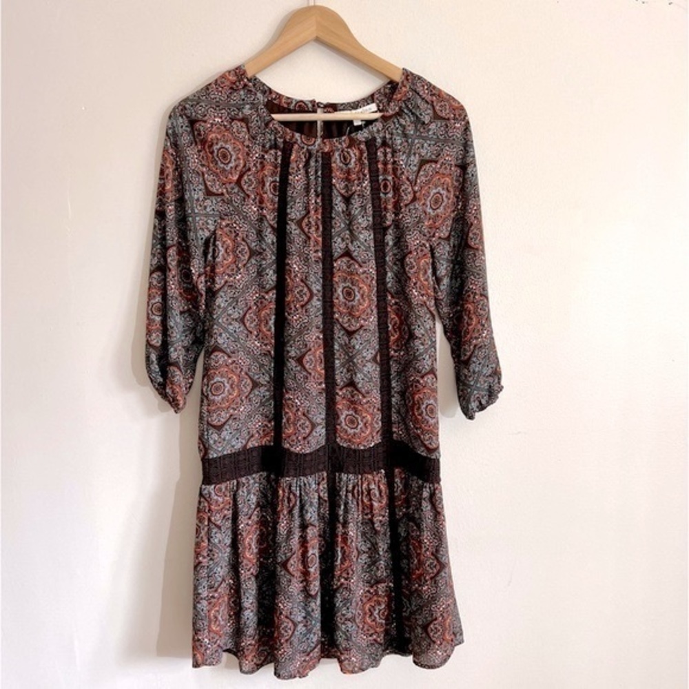 ⭐️⭐️Daniel Rainn Boho Drop Waist Crochet Accent Dress, NWT, Size Medium, - Picture 3 of 16